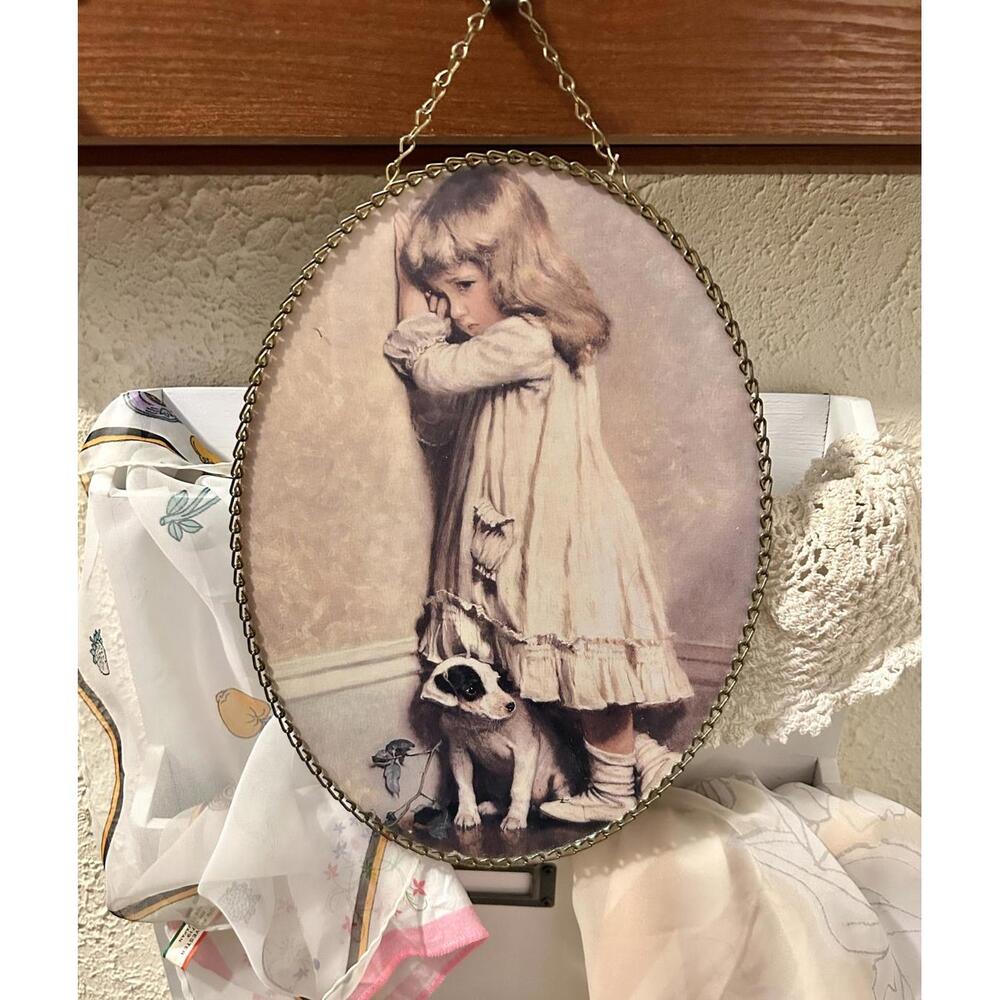Charles Burton Barber “In Disgrace” Flue Cover Vintage Chained Oval Wall Hanging